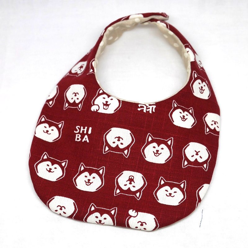 Japanese Handmade Baby Bib - 围嘴/口水巾 - 棉．麻 红色