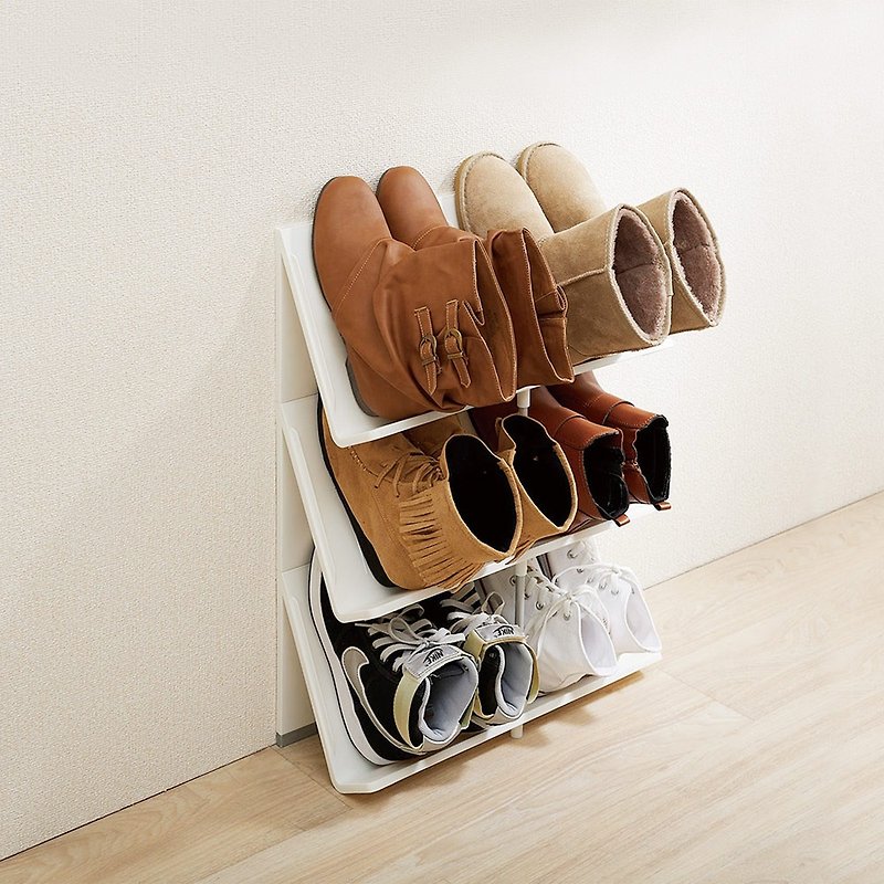 日本like-it 日制可扩充斜取开放式3层鞋架/书架 - 收纳用品 - 塑料 