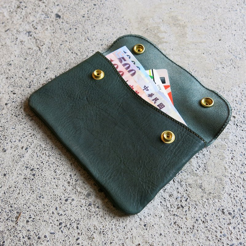 孔雀绿单扣包、孔雀绿双扣包 装护照、存折或随身小物【LBT Pro】 - 化妆包/杂物包 - 真皮 绿色