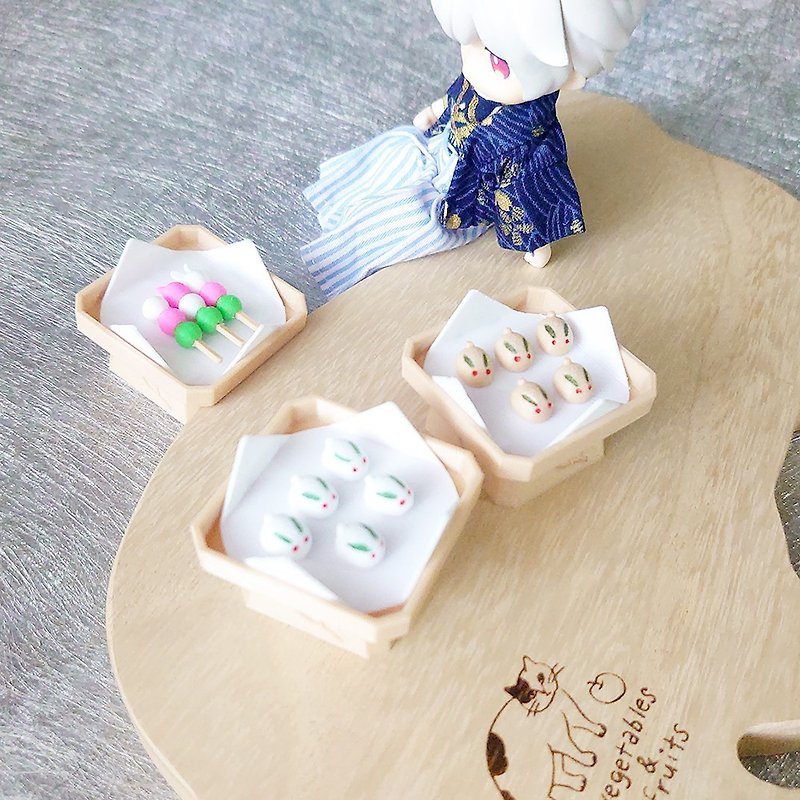 兔麻糬 兔兔包子 兔兔馒头 兔兔和菓子 迷你模型 - 玩偶/公仔 - 塑料 白色