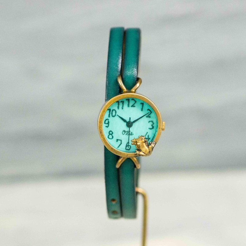 池をのぞく蛙腕時計ミントグリーンSS - 女表 - 其他金属 绿色