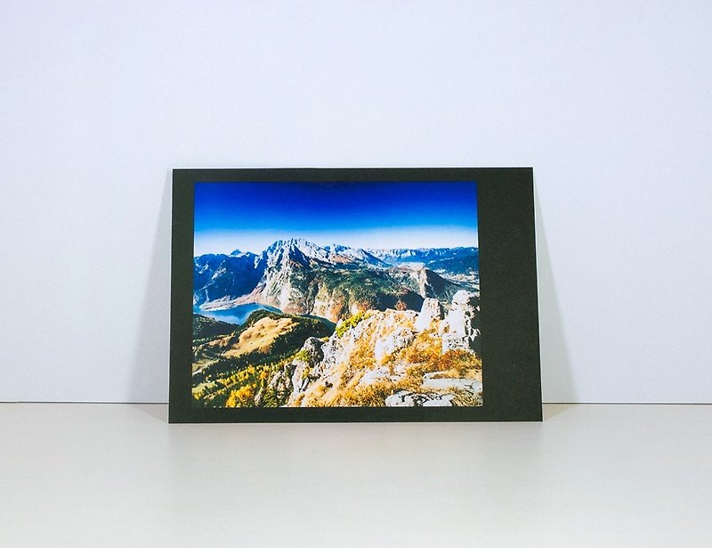 摄影明信片 | 耶拿山顶远眺国王湖-贝希特斯加登国家公园-贝希特斯加登郡的秋天-巴伐利亚-德国 - 卡片/明信片 - 纸 多色