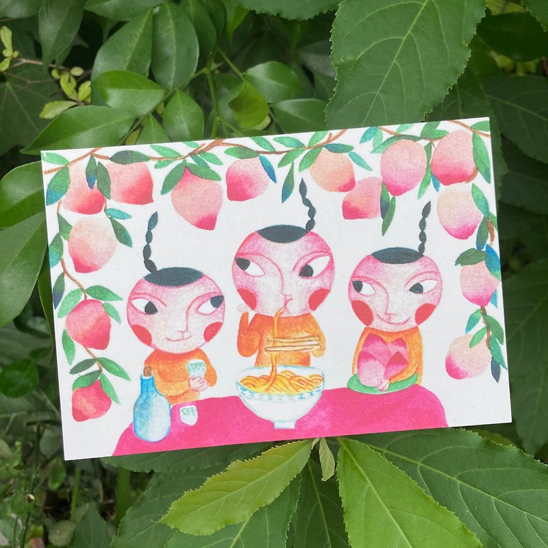 Longevity Postcard - 卡片/明信片 - 纸 粉红色