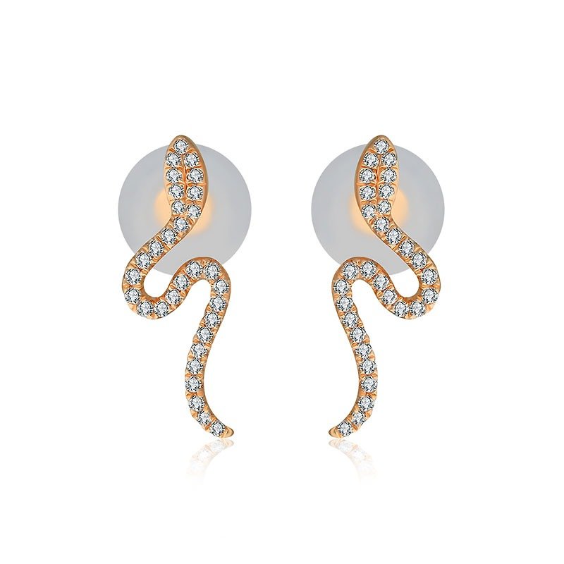 18k蛇形钻石耳环 - 耳环/耳夹 - 其他金属 橘色