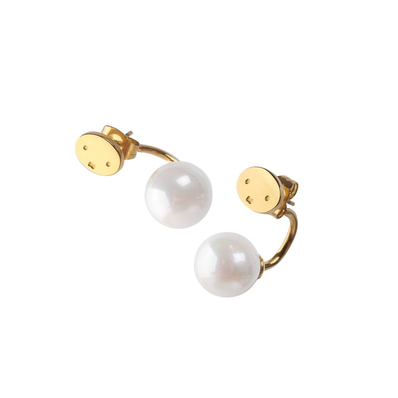 Pinkoi 限定 : Miffy Face Pearl Earrings - 耳环/耳夹 - 其他金属 