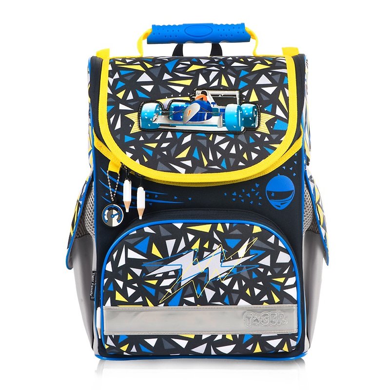 Tiger Family小贵族超轻量护脊书包+文具袋+铅笔盒-闪电赛车 (1~2年级) - 后背包/双肩包 - 防水材质 黄色