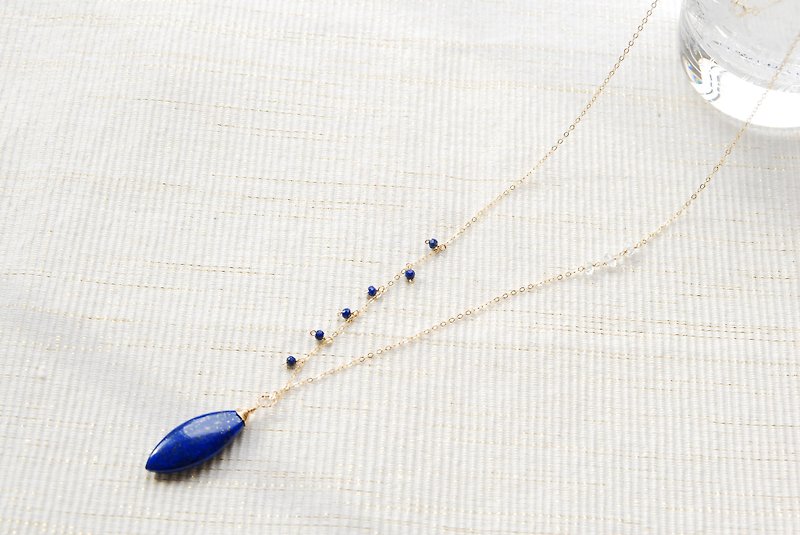 大きいラピスラズリとダブルポイント水晶のネックレス１４kgf - 项链 - 半宝石 蓝色