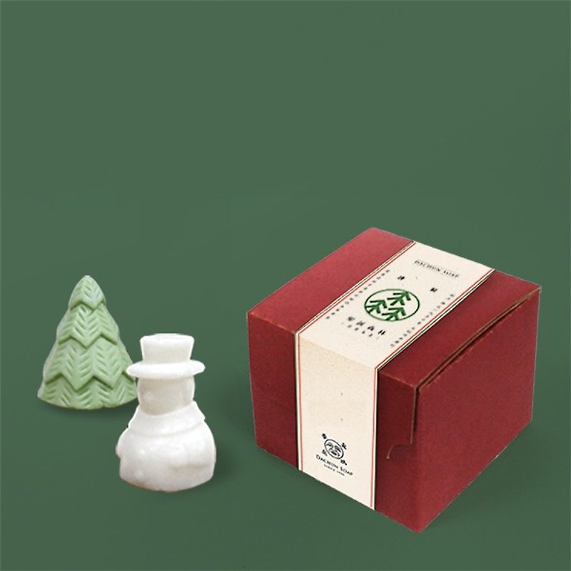 圣诞礼物限定．可爱圣诞树x雪人皂组．苹果木香氛【大春炼皂DACHUN】60g - 肥皂/手工皂 - 植物．花 绿色