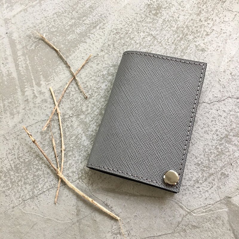 KAKU皮革设计 悠游卡夹 卡片夹 灰色十字纹 - 证件套/卡套 - 真皮 灰色