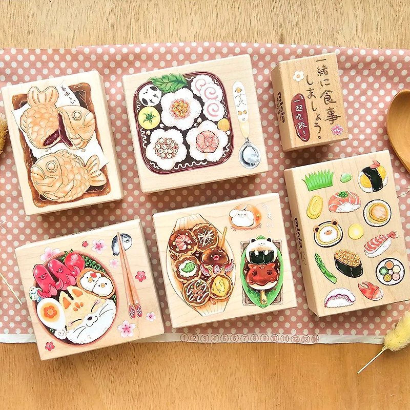 日式食堂彩色枫木印章组 6颗 - 印章/印台 - 木头 
