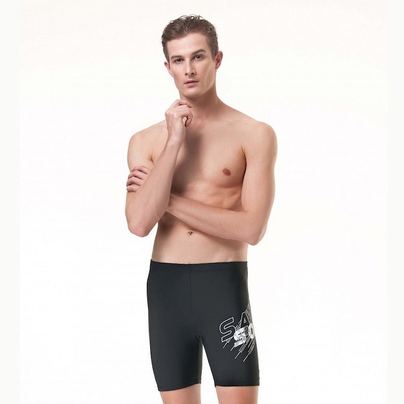 MIT 五分泳裤-加大尺码 ~ 5L - 男装泳裤 - 尼龙 黑色