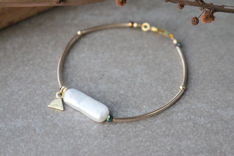 珍珠 天然石 黄铜 手链 0971-勇气 - 手链/手环 - 珍珠 白色