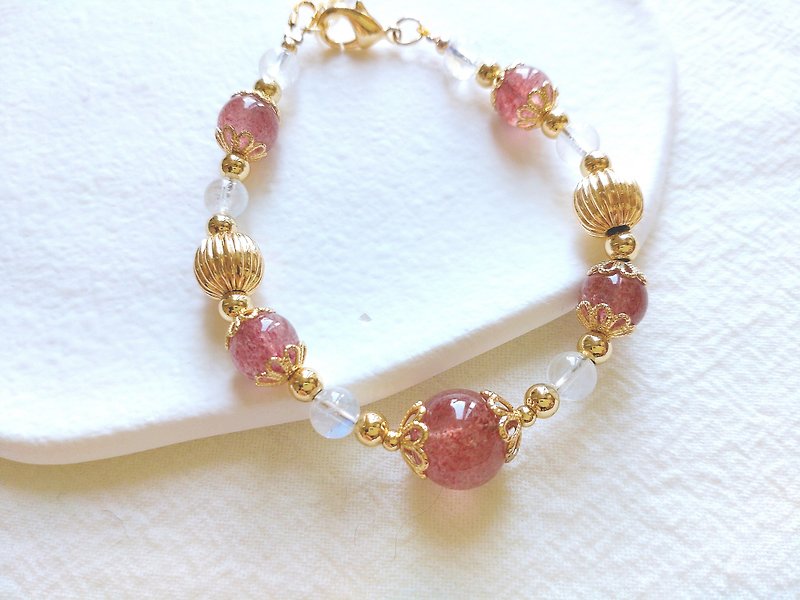 美好 . 爱 草莓 + 月亮石水晶手链  温柔美丽气质 - 手链/手环 - 水晶 