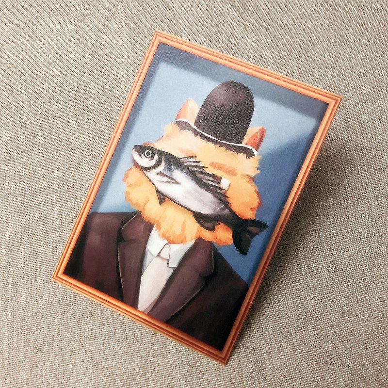 名画系列 - 戴帽子的猫 明信片 Cat in a bowler hat - 卡片/明信片 - 纸 咖啡色