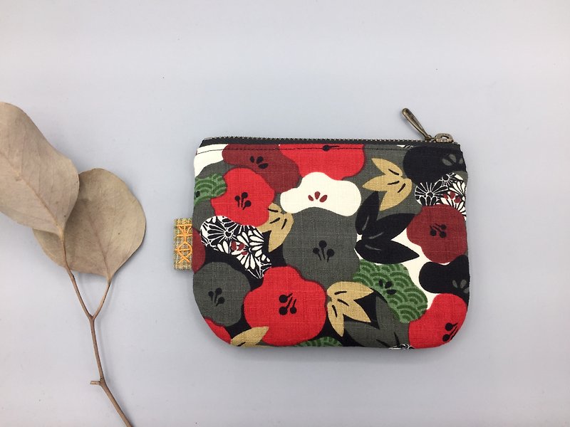 平安小乐包-椿花花园,双面双色钱包 - 皮夹/钱包 - 棉．麻 黑色