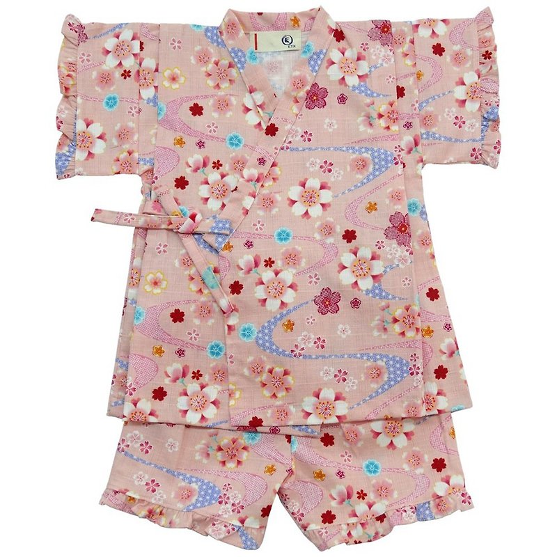 日本制村信 纯棉婴儿童日式和服浴衣两件式套装-多款 - 包屁衣/连体衣 - 棉．麻 粉红色