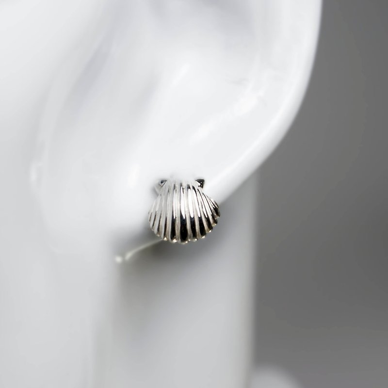 贝壳耳环 - 耳环/耳夹 - 纯银 银色
