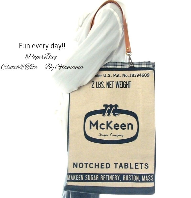 2 WAY 2 FACE paper bag type big tote bag McKeen 2 - 侧背包/斜挎包 - 棉．麻 白色