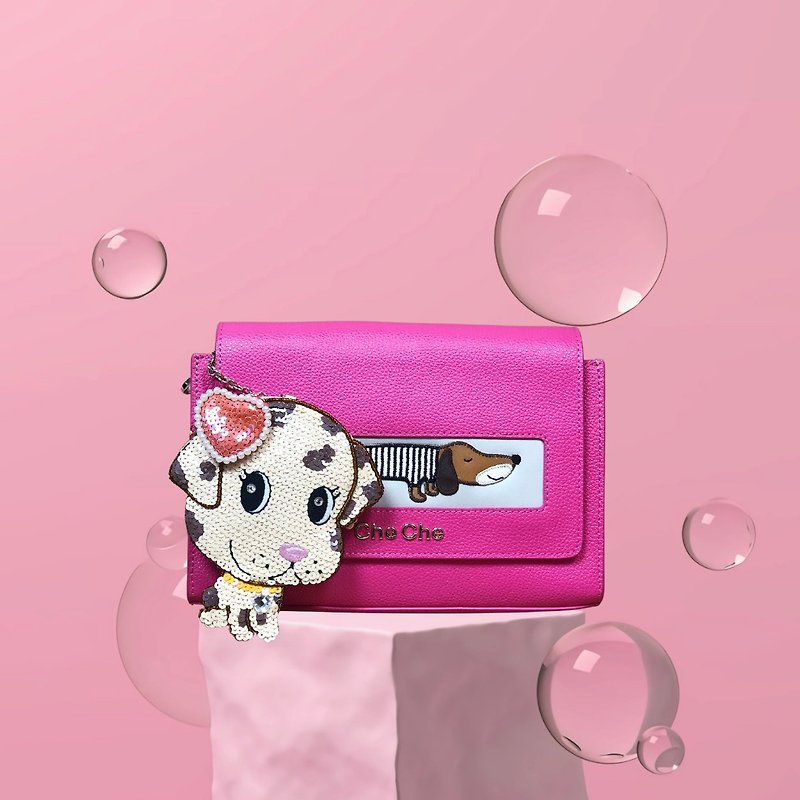 小皮袋 + 零钱包优惠套装 - 侧背包/斜挎包 - 真皮 粉红色