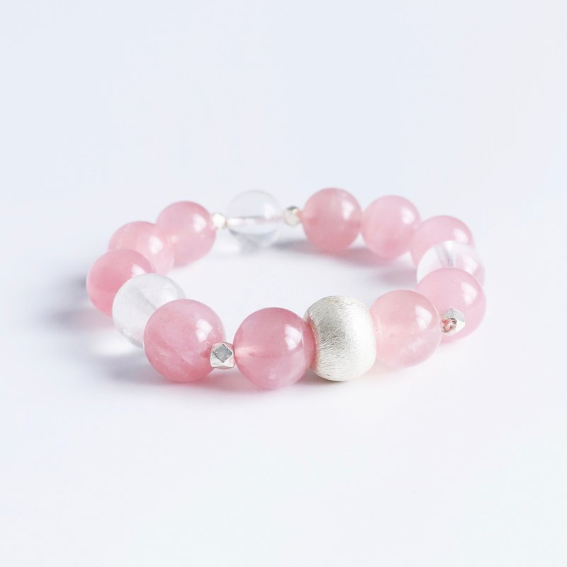 Rose Quartz and Quartz bead bracelet for zodiac Virgo - 手链/手环 - 石头 粉红色