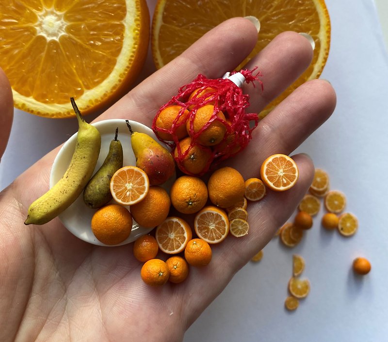 dollhouse orange - miniature orange - fruits for decoration - 玩偶/公仔 - 塑料 橘色