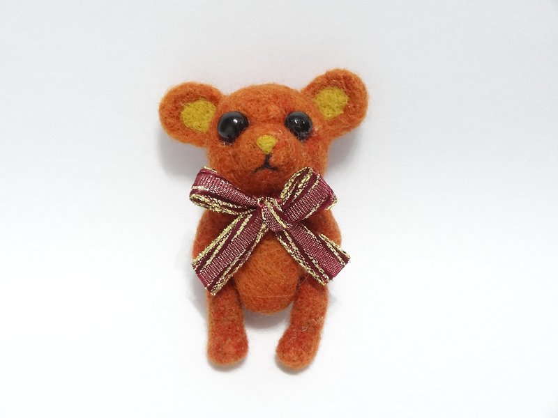 可动的泰迪熊-羊毛毡  "钥匙圈、吊饰、摆饰" - 钥匙链/钥匙包 - 羊毛 咖啡色