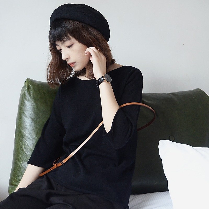 美丽诺复古羊毛衫-黑色|羊毛衫|澳洲美丽诺羊毛|独立品牌|Sora-47 - 女装针织衫/毛衣 - 羊毛 黑色