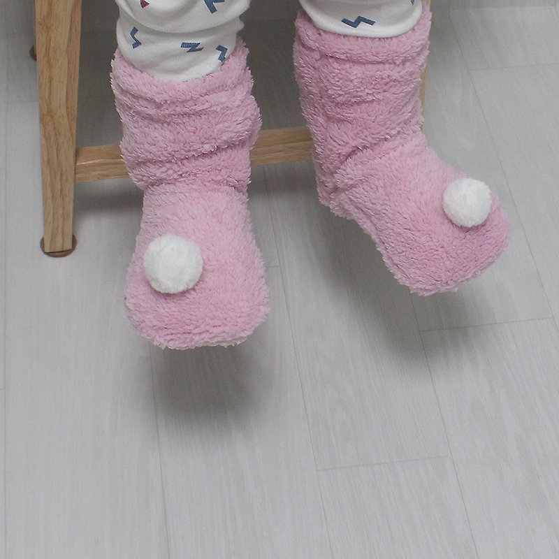  baby white pompom  wool warm winter socks - 婴儿袜子 - 羊毛 粉红色