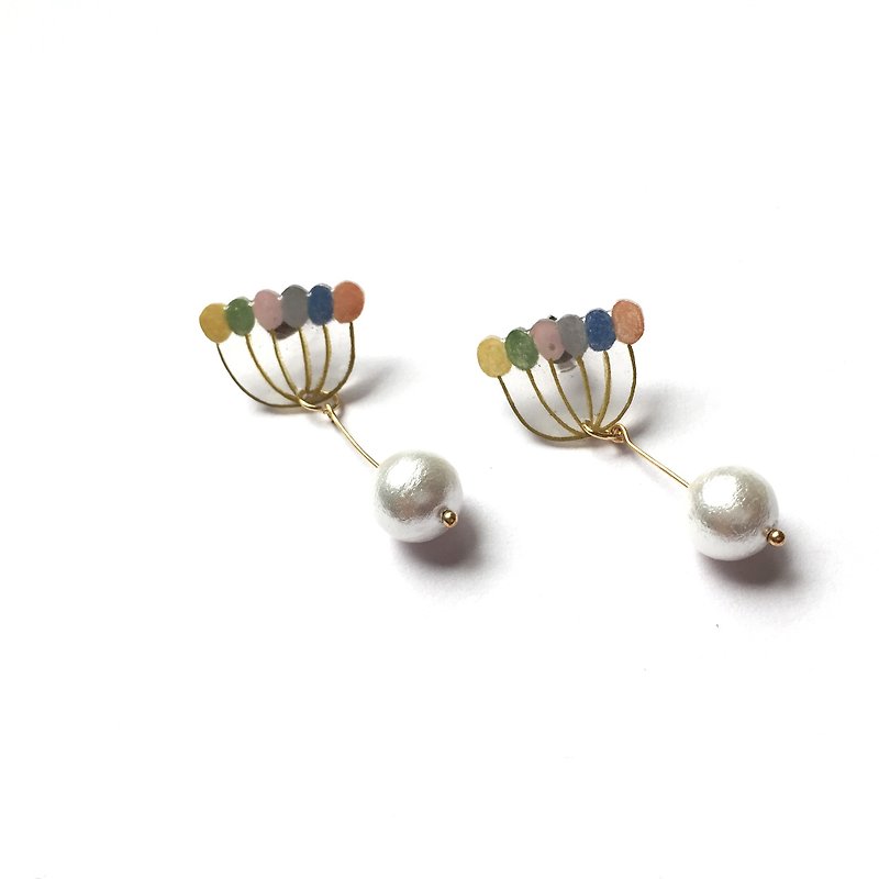 神秘果实 棉花珍珠夹式/针式耳环 - 耳环/耳夹 - 塑料 