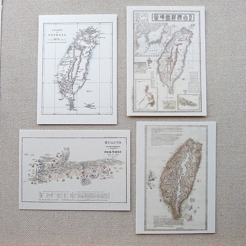 台湾老地图C 明信片 复刻版 - 卡片/明信片 - 纸 白色