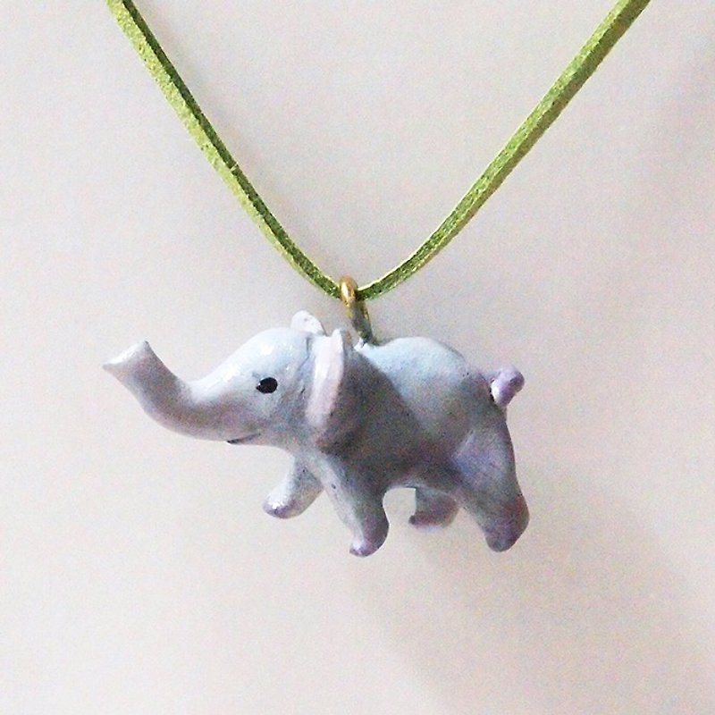 小象手工手绘颈链/坠子 Elephant handmade necklace - 颈链 - 其他材质 多色