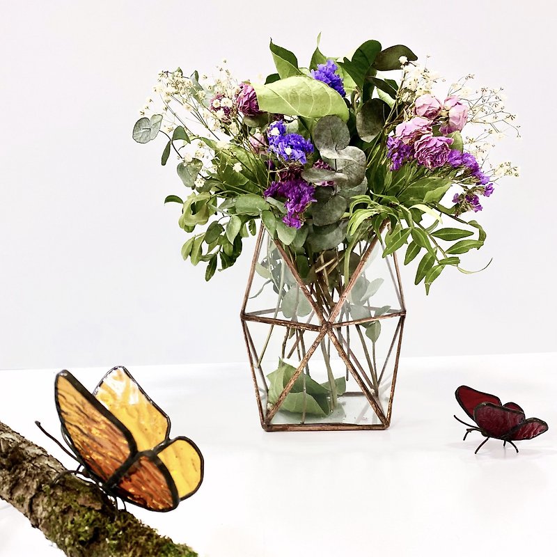 Geometric glass vase,Contemporary Style,Flower,Candle Holder,Home decor,Art,Loft