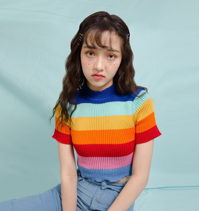 New Rainbow Crop top - 女装 T 恤 - 其他材质 多色