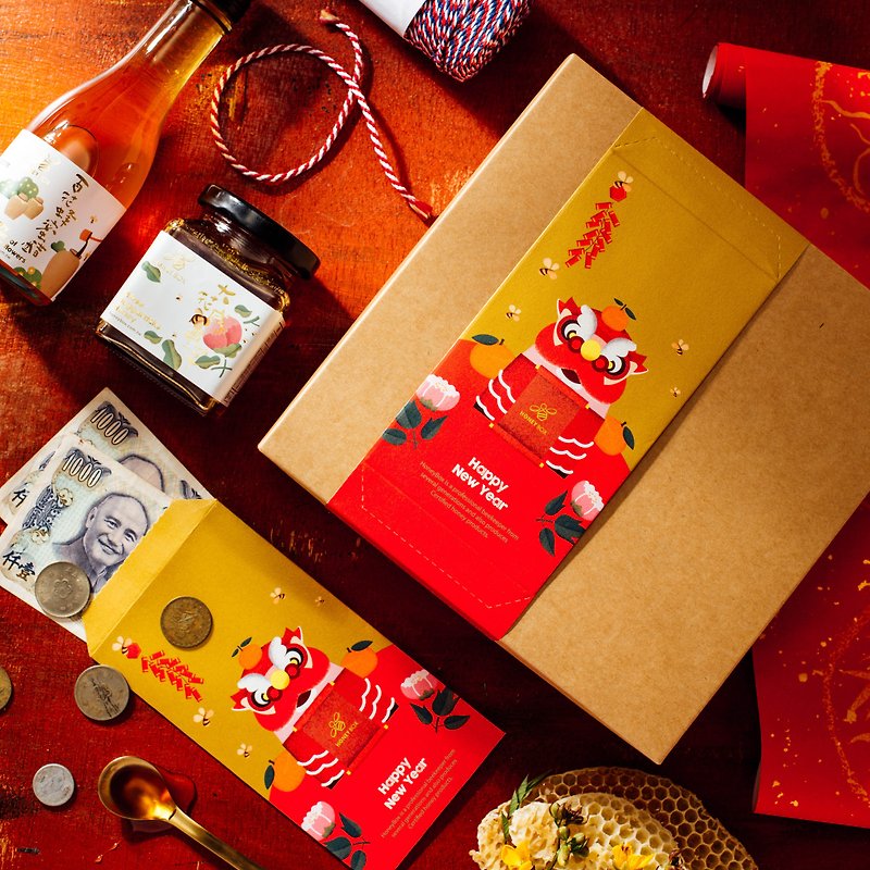 春节红包甜蜜礼盒 - 蜂蜜/黑糖 - 其他材质 红色
