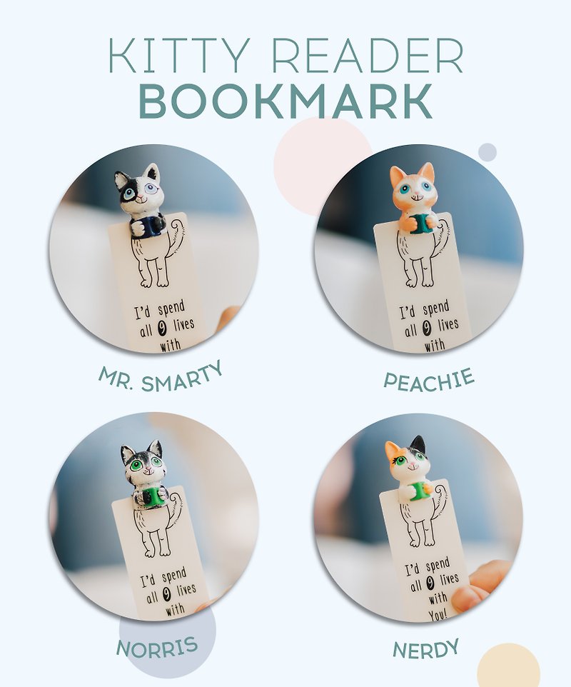 Cat Bookmark handmade stationery gift - 书签 - 粘土 