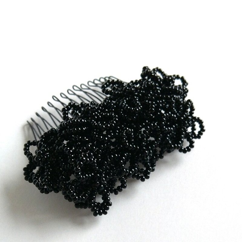 お花ビーズのコーム Sサイズ black - 发饰 - 其他材质 黑色