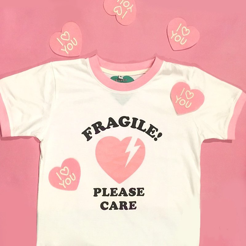 Fragile T-shirt (Pink) - 女装 T 恤 - 棉．麻 粉红色