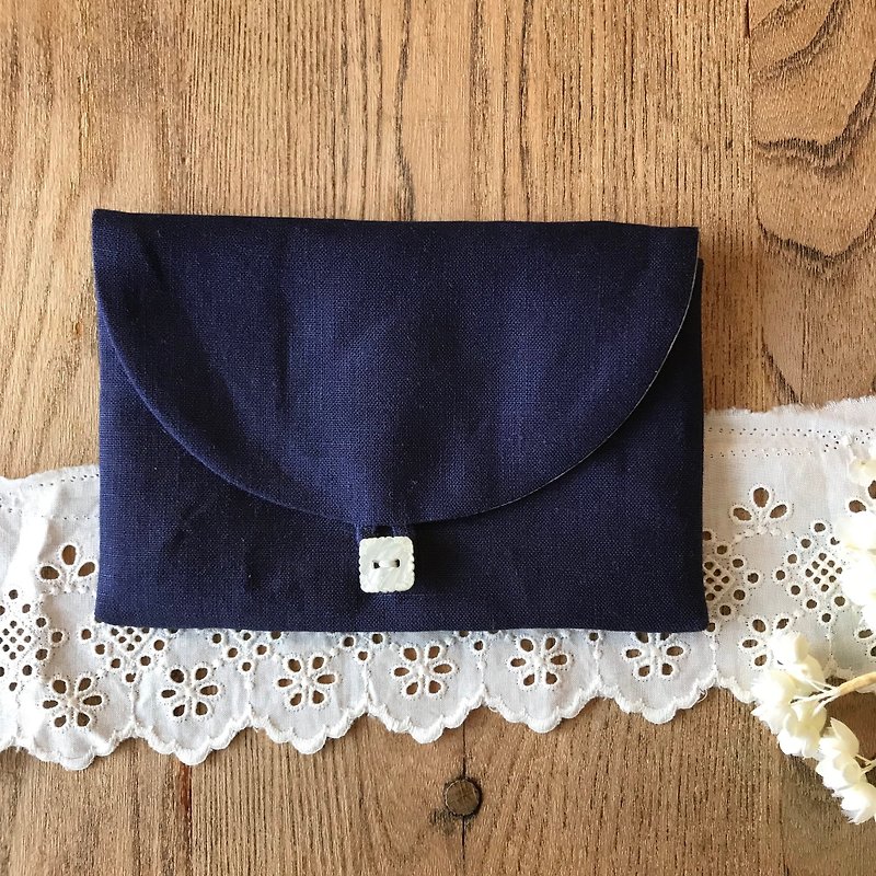 小さなポーチ(ネイビー) - 化妆包/杂物包 - 棉．麻 蓝色