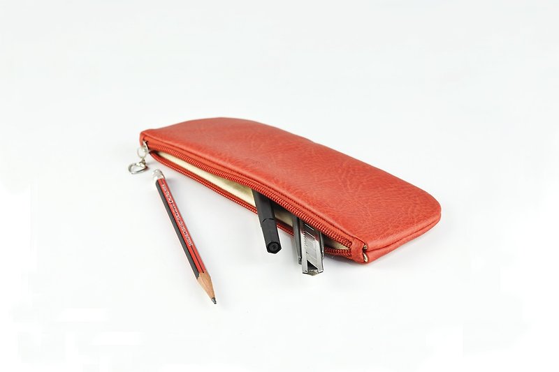 【出清品】防水PU皮革笔袋 文具袋 收纳包 红色 - 铅笔盒/笔袋 - 人造皮革 红色