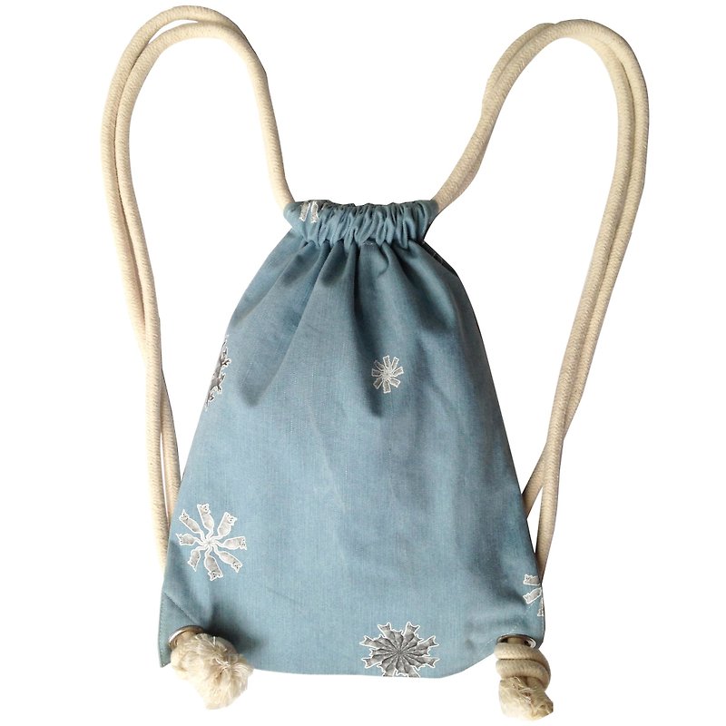 Catwheels Gym Bag - 束口袋双肩包 - 棉．麻 蓝色