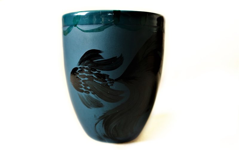 (情人节礼物预售中)双鱼 手工烤杯子(限量一件) - 咖啡杯/马克杯 - 陶 蓝色