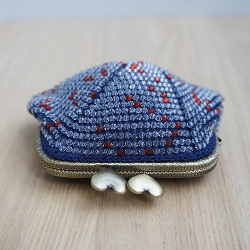 Ba-ba handmade☆Acrylic beads crochet coinpurse（No.701） - 零钱包 - 纸 蓝色
