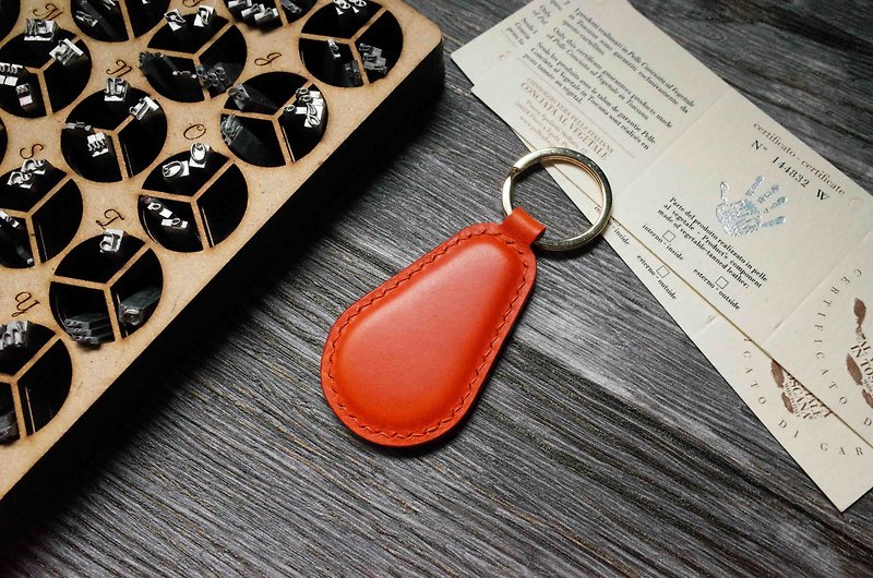造型悠游卡 晶片吊饰－钥匙圈B款－橘色 - 钥匙链/钥匙包 - 真皮 橘色