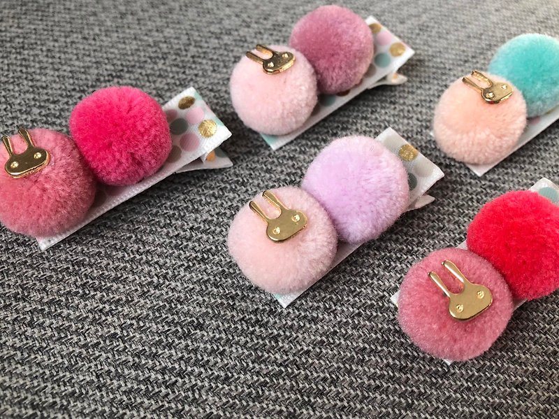 儿童小孩婴儿发夹浏海夹兔子绒毛毛球圆点 - 婴儿饰品 - 其他材质 粉红色