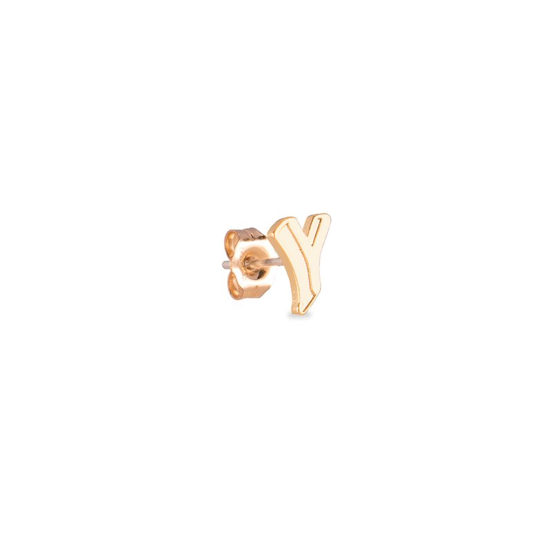 英文字母耳环 Y -纯银镀金耳环 (单只) - 耳环/耳夹 - 纯银 金色