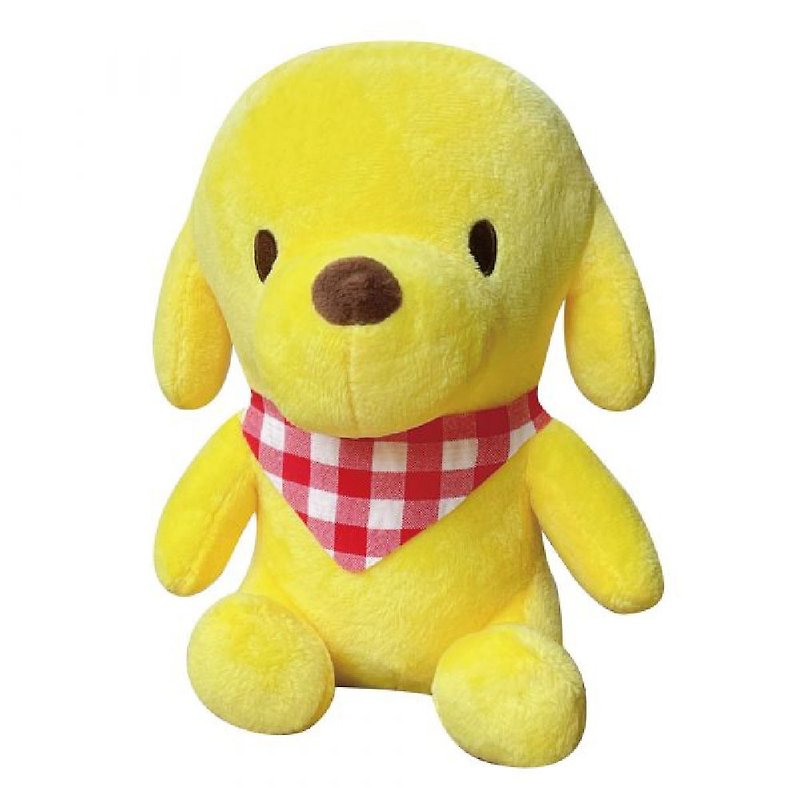 【独家贩售】格纹领巾狗店长坐姿布偶18cm - 玩具/玩偶 - 聚酯纤维 黄色