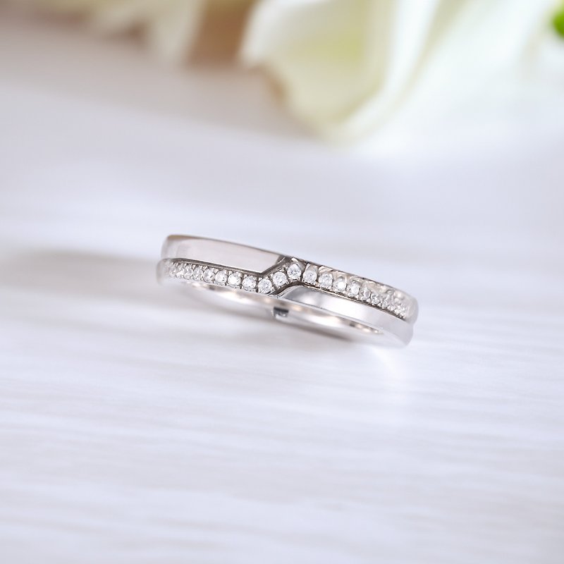 18K白金瑰丽结婚戒指 - 对戒 - 贵金属 银色