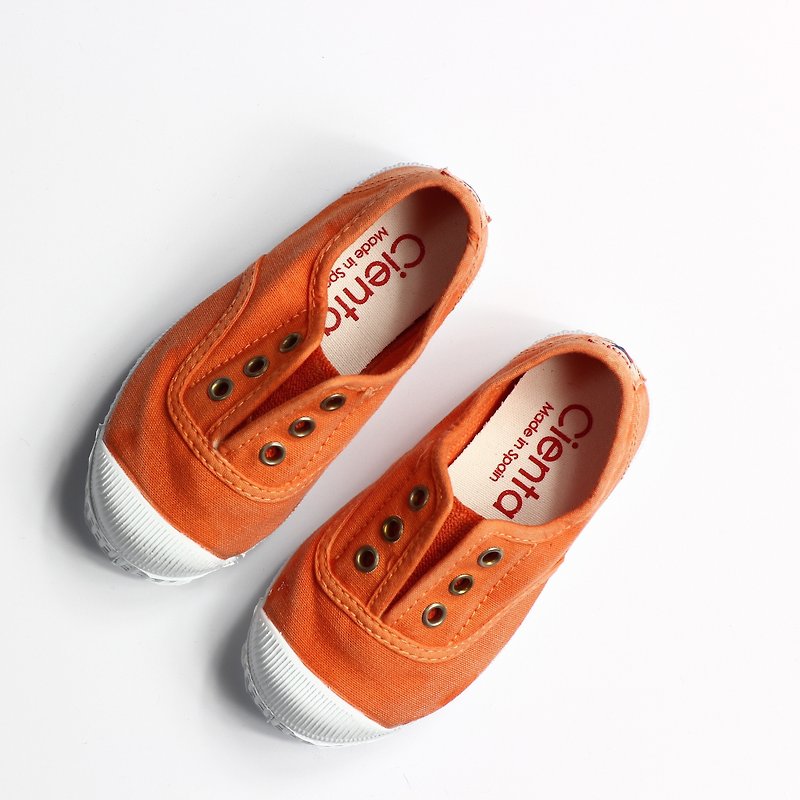 西班牙国民帆布鞋 CIENTA 童鞋 洗旧 橘色 香香鞋 70777 17 - 童装鞋 - 棉．麻 橘色