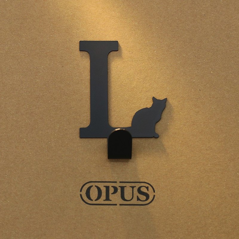 【OPUS东齐金工】当猫咪遇上字母L - 挂勾(黑)/造型挂钩/无痕 - 收纳用品 - 其他金属 黑色