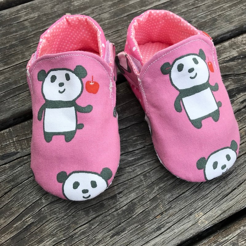粉红熊猫  学步鞋 - 童装鞋 - 棉．麻 粉红色